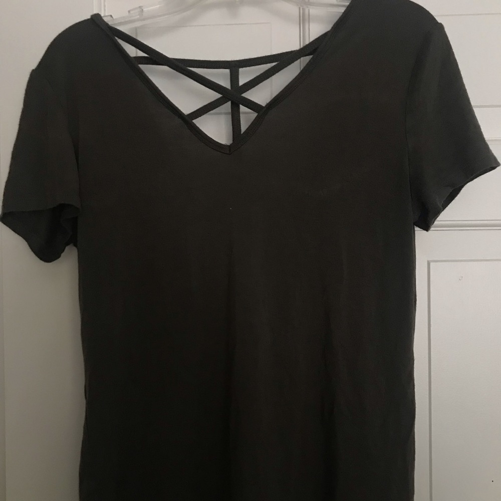 Tee shirt with cross in front and back
